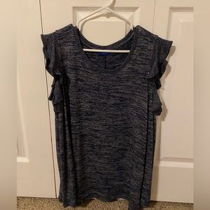 Long Sleeve Navy Cold-Shoulder Top